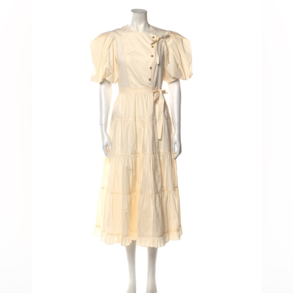 Ulla Johnson midi dress with puffed sleeves 
Off white